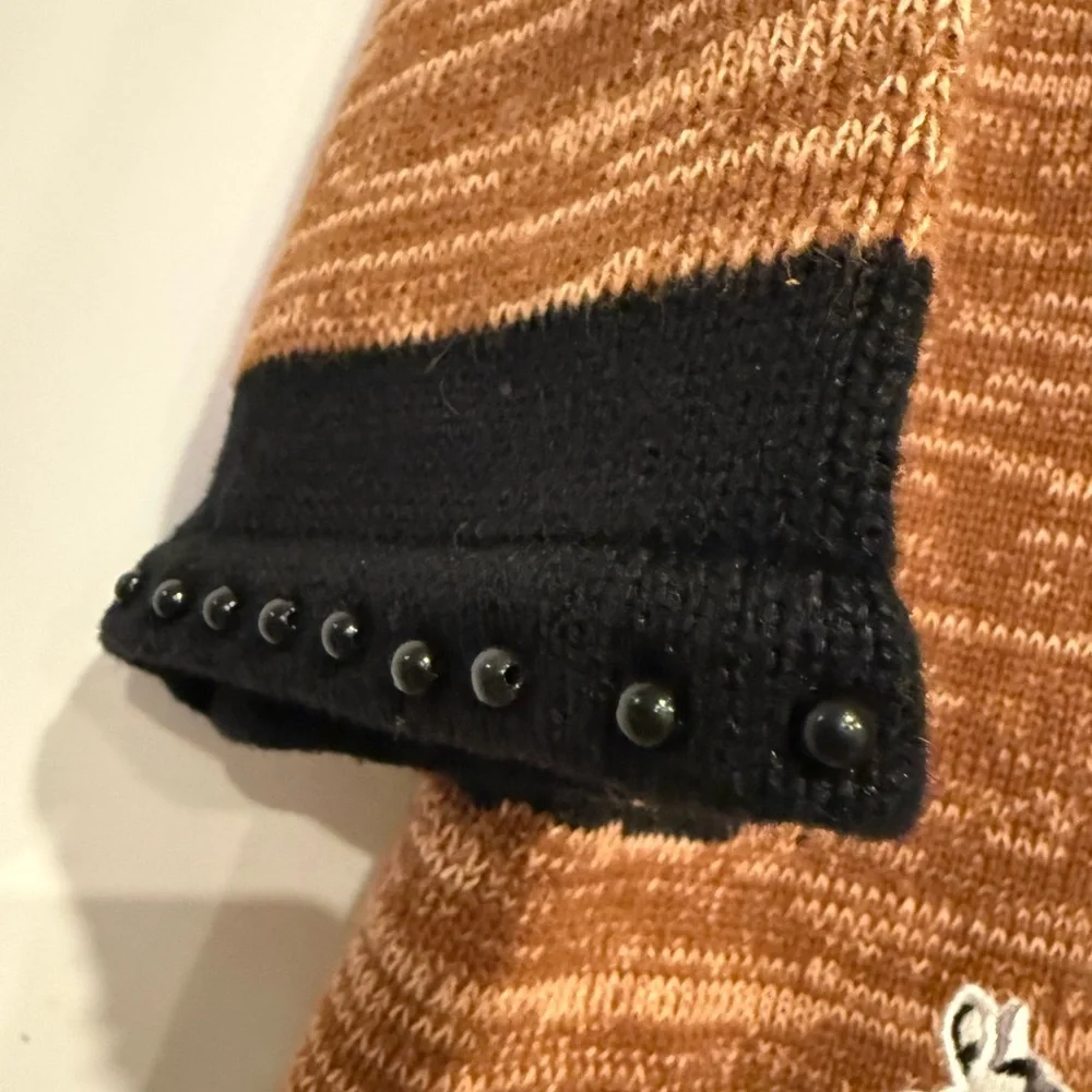 Storybook Knits "Zebra Sunset” Tan/Black/White Cardigan Sweater Size 1X - Picture 4 of 7